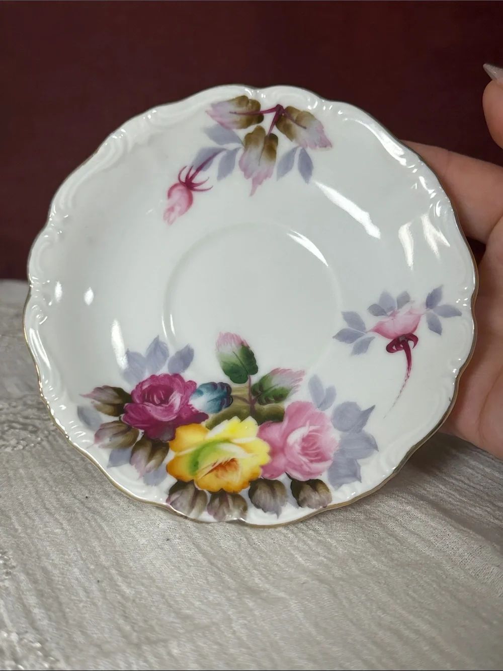 Vintage SAJI Occupied Japan Handpainted Rose Teacup & Saucer 🌹💛